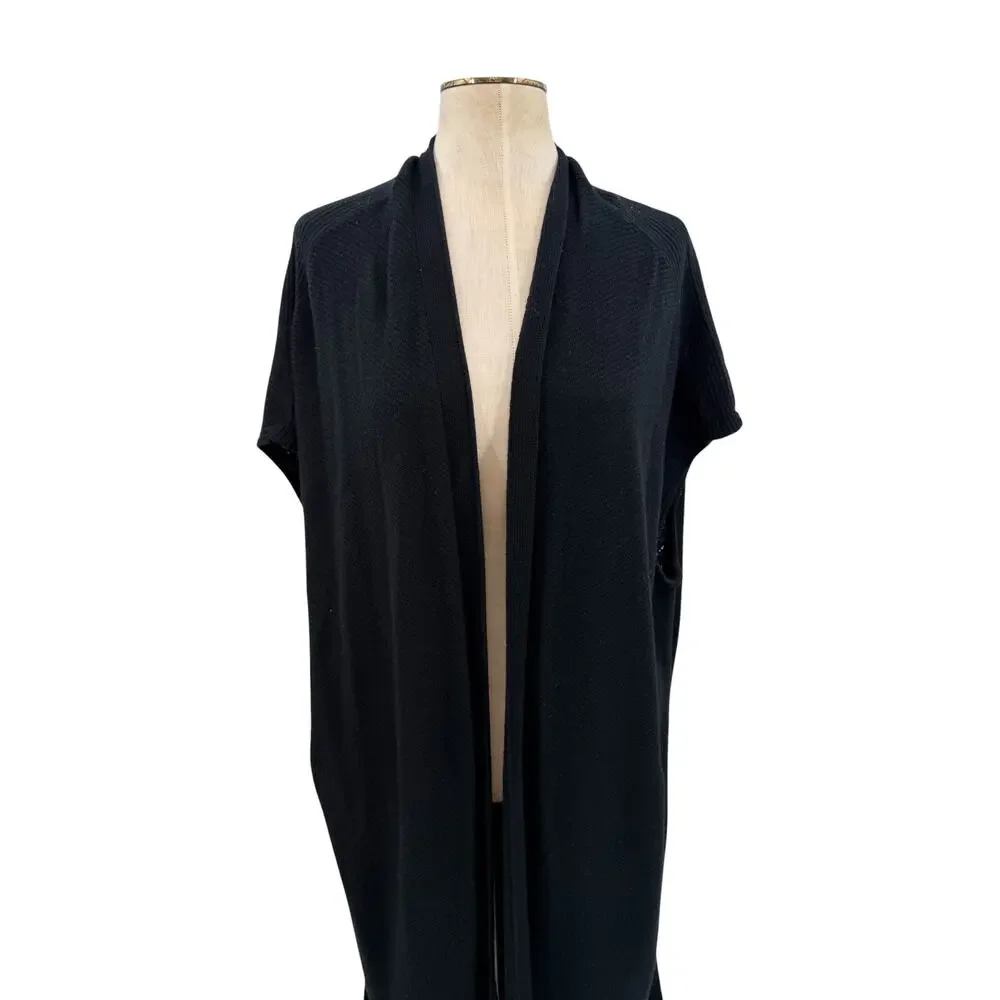 Vince‎ Black Cashmere Wool Open Front Duster Cardigan Sweater Size Large